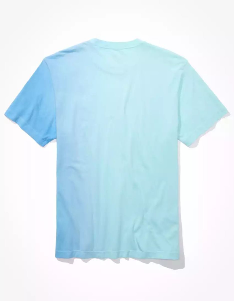 T Shirts American Eagle AE Super Soft Dip-Dye Turquoise Clair Homme | EAW-41228417